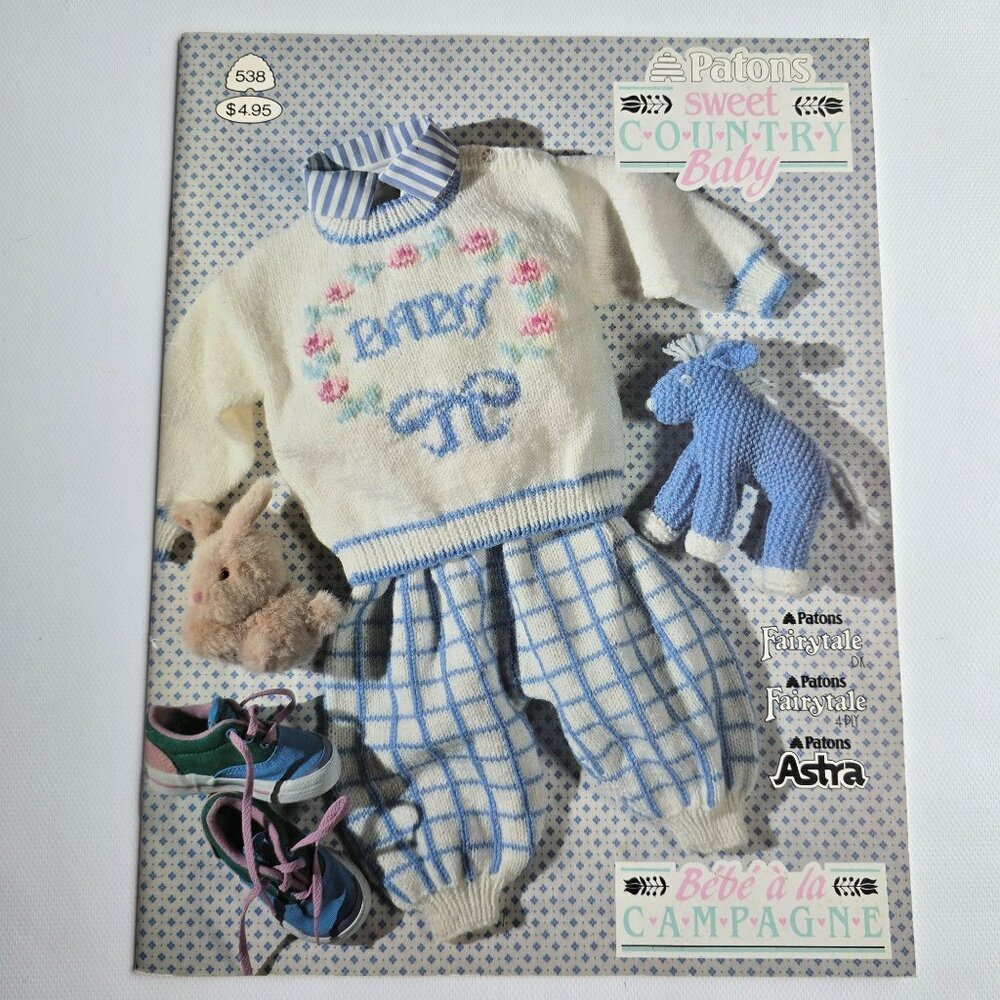 Patons Sweet Country Baby Knitting Pattern Book No. 538 With Instructions For Ba